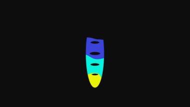 Yellow French baguette bread icon isolated on black background. 4K Video motion graphic animation.