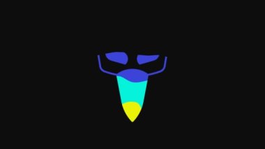 Yellow Carnival mask icon isolated on black background. Masquerade party mask. 4K Video motion graphic animation.