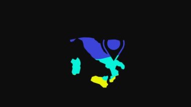 Yellow Map of Italy icon isolated on black background. 4K Video motion graphic animation.