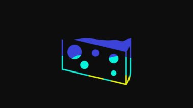 Yellow Cheese icon isolated on black background. 4K Video motion graphic animation.