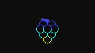 Yellow Grape fruit icon isolated on black background. 4K Video motion graphic animation.
