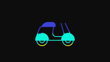 Sarı Scooter simgesi siyah arkaplanda izole edildi. 4K Video hareketli grafik canlandırması.