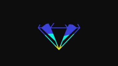 Yellow Diamond icon isolated on black background. Jewelry symbol. Gem stone. 4K Video motion graphic animation.