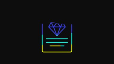 Yellow Certificate of the diamond icon isolated on black background. 4K Video motion graphic animation.