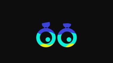 Yellow Earrings icon isolated on black background. Jewelry accessories. 4K Video motion graphic animation.