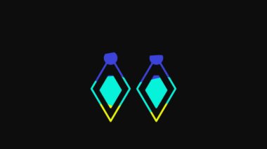 Yellow Earrings icon isolated on black background. Jewelry accessories. 4K Video motion graphic animation.