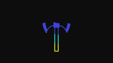 Yellow Medieval poleaxe icon isolated on black background. 4K Video motion graphic animation.