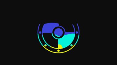 Yellow Round wooden shield icon isolated on black background. Security, safety, protection, privacy, guard concept. 4K Video motion graphic animation.
