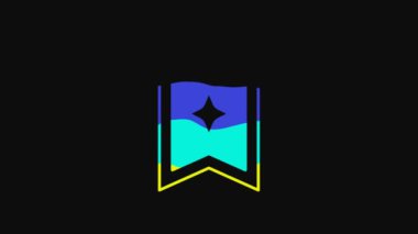 Yellow Medieval flag icon isolated on black background. Country, state, or territory ruled by a king or queen. 4K Video motion graphic animation.
