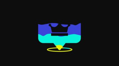 Yellow King crown icon isolated on black background. 4K Video motion graphic animation.