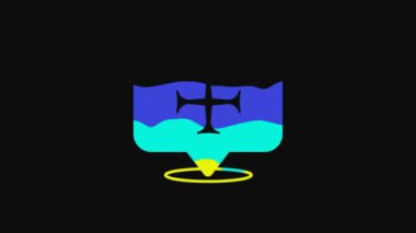 Yellow Crusade icon isolated on black background. 4K Video motion graphic animation.