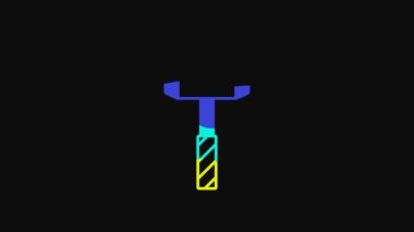 Yellow Medieval battle hammer icon isolated on black background. 4K Video motion graphic animation.