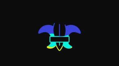Yellow Fleur de lys or lily flower icon isolated on black background. 4K Video motion graphic animation.