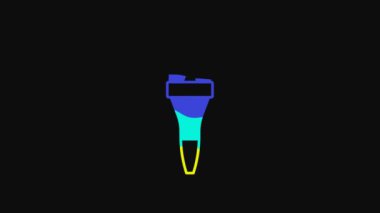 Yellow Torch flame icon isolated on black background. Symbol fire hot, flame power, flaming and heat. 4K Video motion graphic animation.