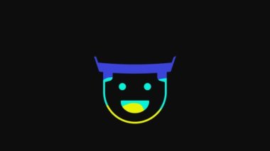 Yellow Sailor icon isolated on black background. 4K Video motion graphic animation.