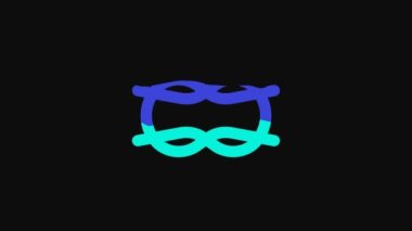 Yellow Nautical rope knots icon isolated on black background. Rope tied in a knot. 4K Video motion graphic animation.