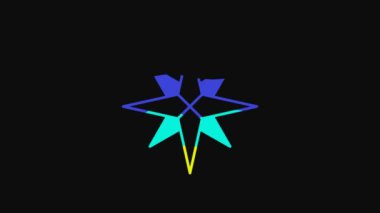 Yellow Wind rose icon isolated on black background. Compass icon for travel. Navigation design. 4K Video motion graphic animation.