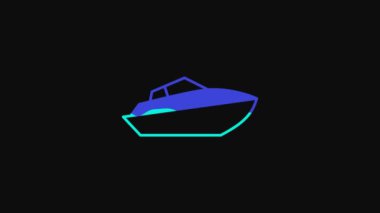 Yellow Speedboat icon isolated on black background. 4K Video motion graphic animation.