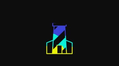 Yellow Lighthouse icon isolated on black background. 4K Video motion graphic animation.