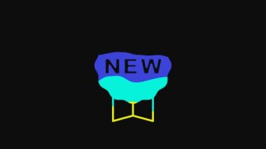 Yellow Price tag with an inscription New icon isolated on black background. Badge for price. Promo tag discount. 4K Video motion graphic animation.