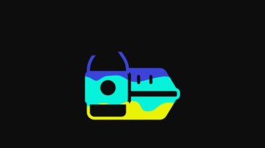 Yellow Online ordering and fast food delivery icon isolated on black background. 4K Video motion graphic animation.