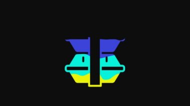 Yellow Lunch box icon isolated on black background. 4K Video motion graphic animation.