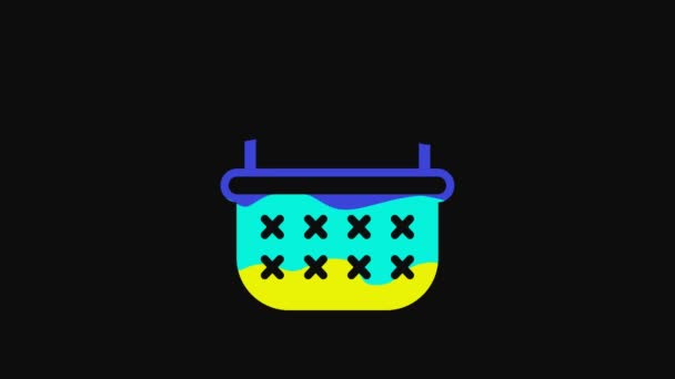 Yellow Wicker Basket Icon Isolated Black Background Video Motion Graphic — Vídeo de stock