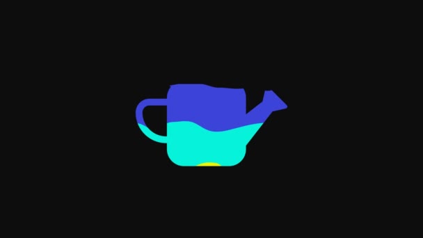 Yellow Watering Can Icon Isolated Black Background Irrigation Symbol Video — Video Stock