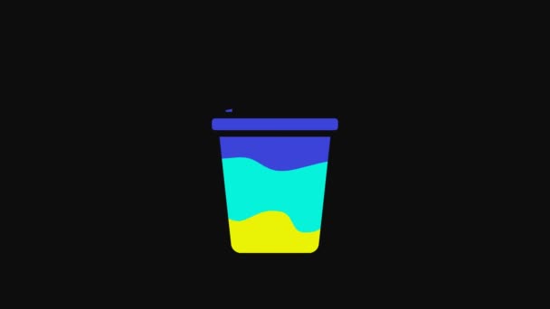 Yellow Bucket Icon Isolated Black Background Cleaning Service Concept Video — Stock video