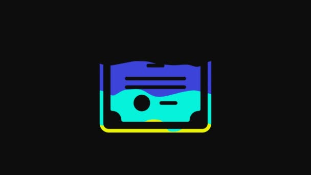 Yellow Certificate Template Icon Isolated Black Background Achievement Award Degree — Wideo stockowe