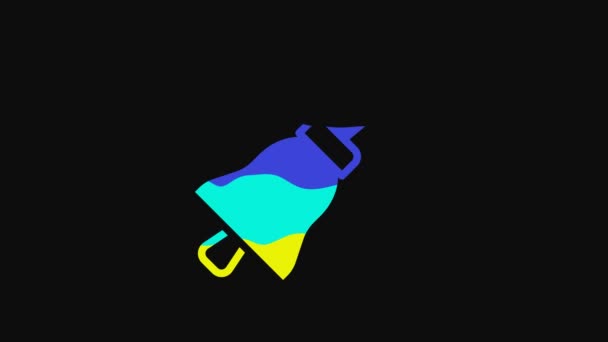 Yellow Ringing Bell Icon Isolated Black Background Alarm Symbol Service — Stockvideo
