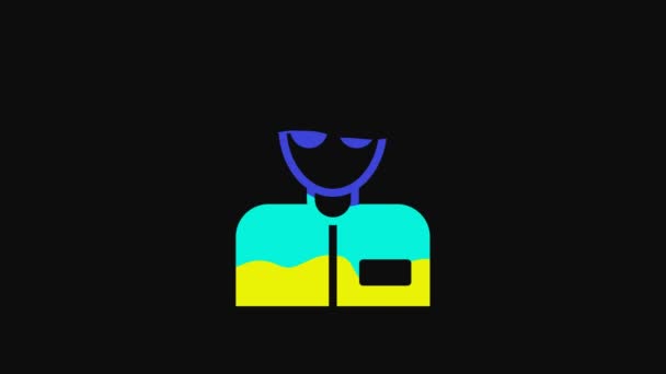 Yellow Teacher Icon Isolated Black Background Video Motion Graphic Animation — Video Stock