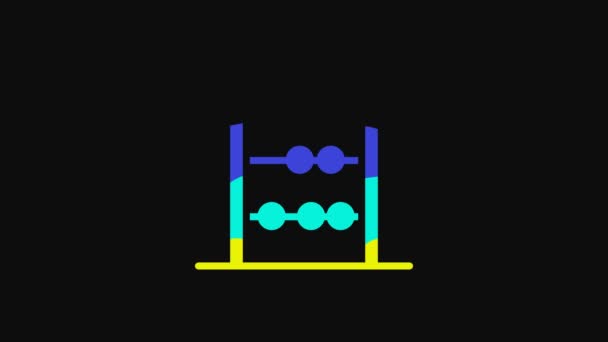 Yellow Abacus Icon Isolated Black Background Traditional Counting Frame Education — Video Stock