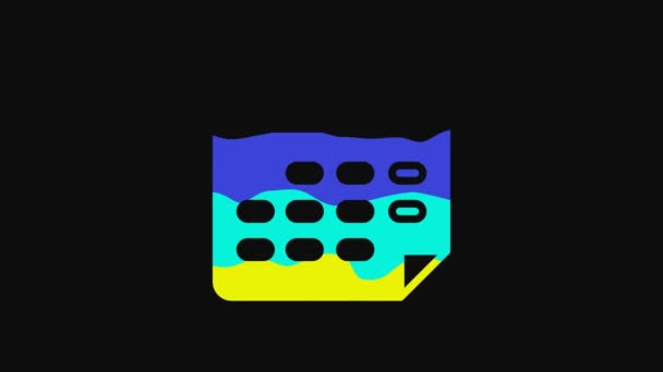 Yellow School Timetable Icon Isolated Black Background Video Motion Graphic — Stok video