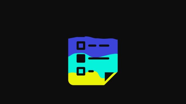 Yellow Clipboard Checklist Icon Isolated Black Background Control List Symbol — ストック動画