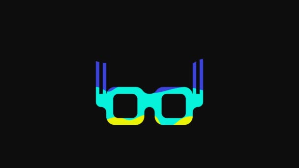 Yellow Glasses Icon Isolated Black Background Eyeglass Frame Symbol Video — 비디오