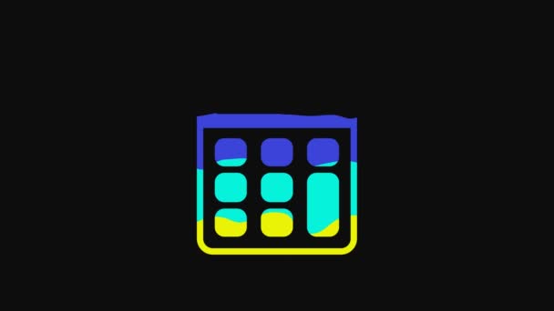 Жовтий Значок Калькулятора Ізольовано Чорному Тлі Бухгалтерський Символ Бізнес Розрахунки — стокове відео