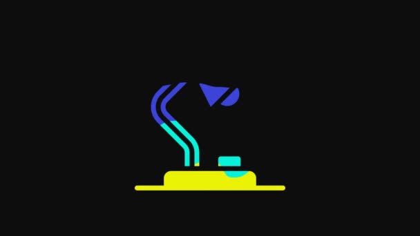Yellow Table Lamp Icon Isolated Black Background Video Motion Graphic — Stockvideo