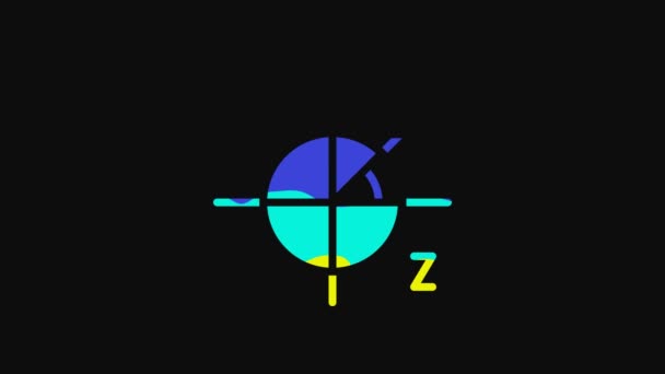 Yellow Trigonometric Circle Icon Isolated Black Background Video Motion Graphic — ストック動画