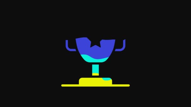 Yellow Award Cup Icon Isolated Black Background Winner Trophy Symbol — Video