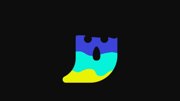 Иконка Желтого Призрака Выделена Чёрном Фоне Счастливого Хэллоуина Видеографическая Анимация — стоковое видео