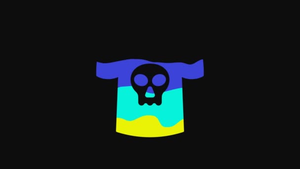 Yellow Shirt Skull Icon Isolated Black Background Happy Halloween Party — Vídeo de Stock
