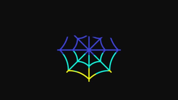 Yellow Spider Web Icon Isolated Black Background Cobweb Sign Happy — Stockvideo