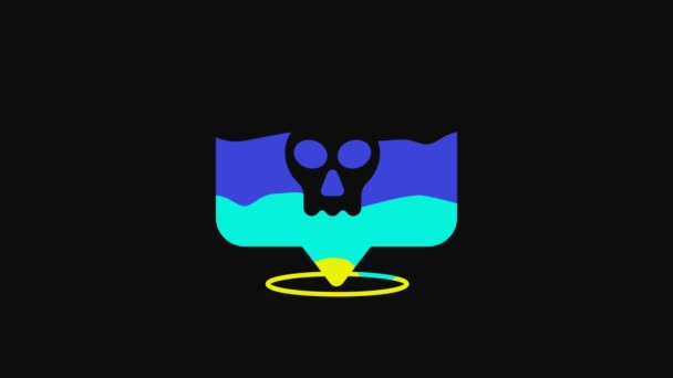 Yellow Skull Icon Isolated Black Background Happy Halloween Party Video — Vídeos de Stock
