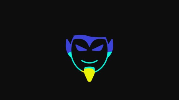 Yellow Devil Head Icon Isolated Black Background Happy Halloween Party — Stok video