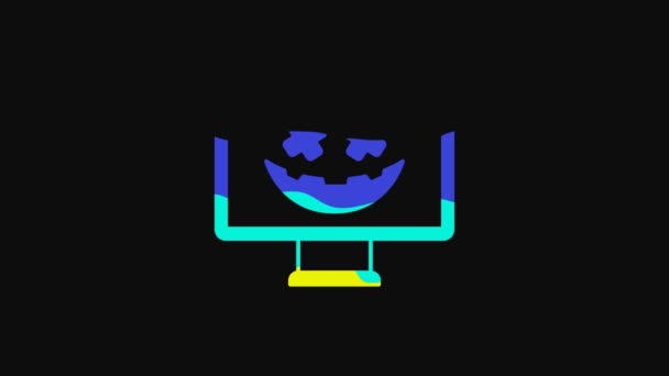 Yellow Happy Halloween Holiday Icon Isolated Black Background Video Motion — 비디오