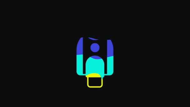 Yellow Scooter Icon Isolated Black Background Video Motion Graphic Animation — Stockvideo