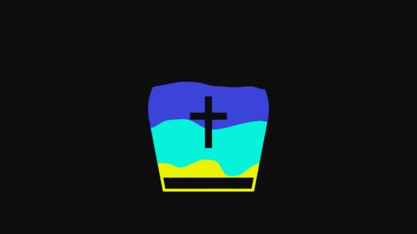 Yellow Pope Hat Icon Isolated Black Background Christian Hat Sign — Stockvideo