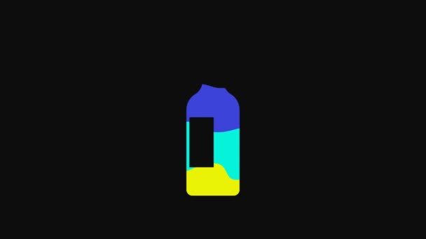 Yellow Bottle Wine Icon Isolated Black Background Video Motion Graphic — Stock Video
