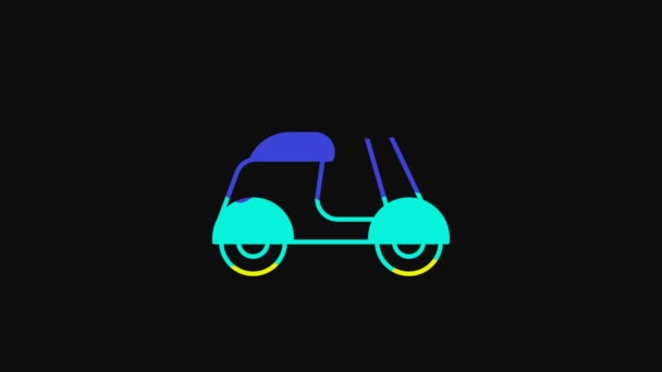 Yellow Scooter Icon Isolated Black Background Video Motion Graphic Animation — Vídeos de Stock